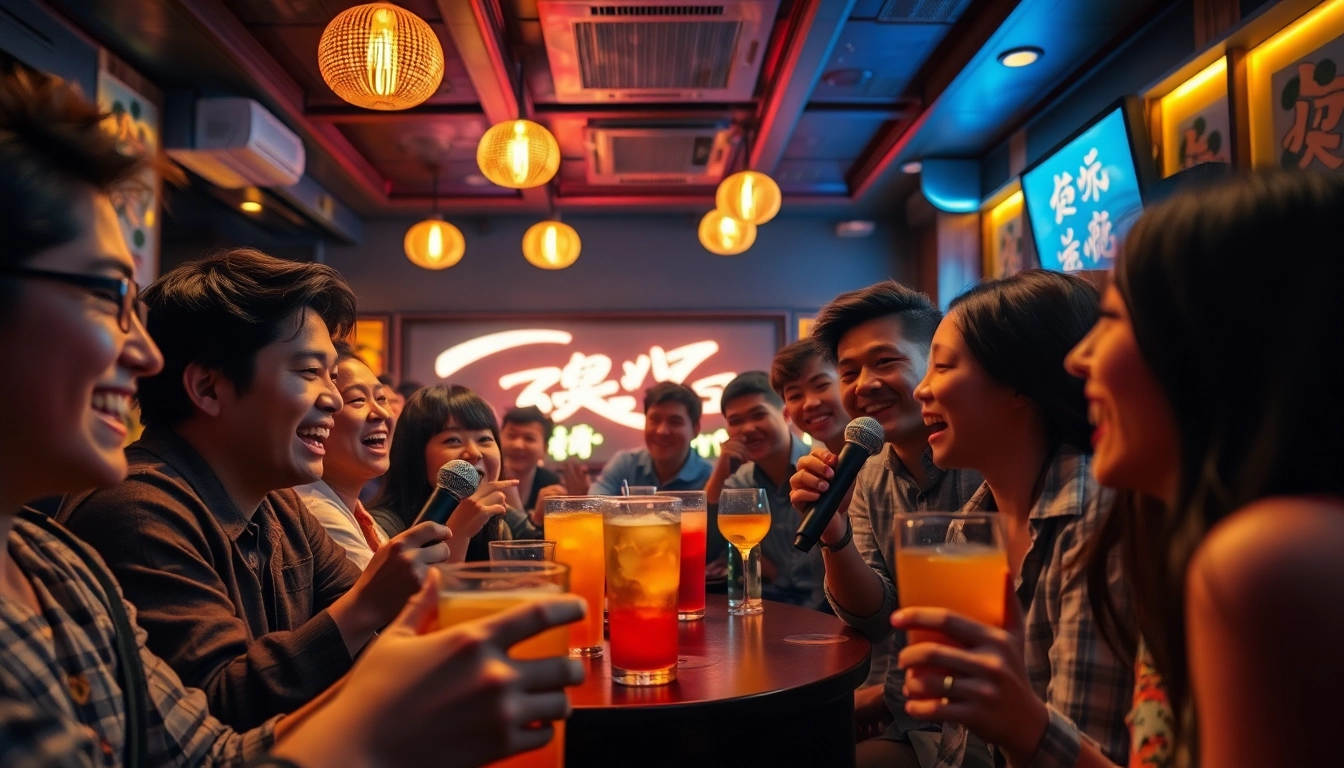 활기찬 분위기의 현대적인 노래방에서의 매력적인 제주도유흥 경험.