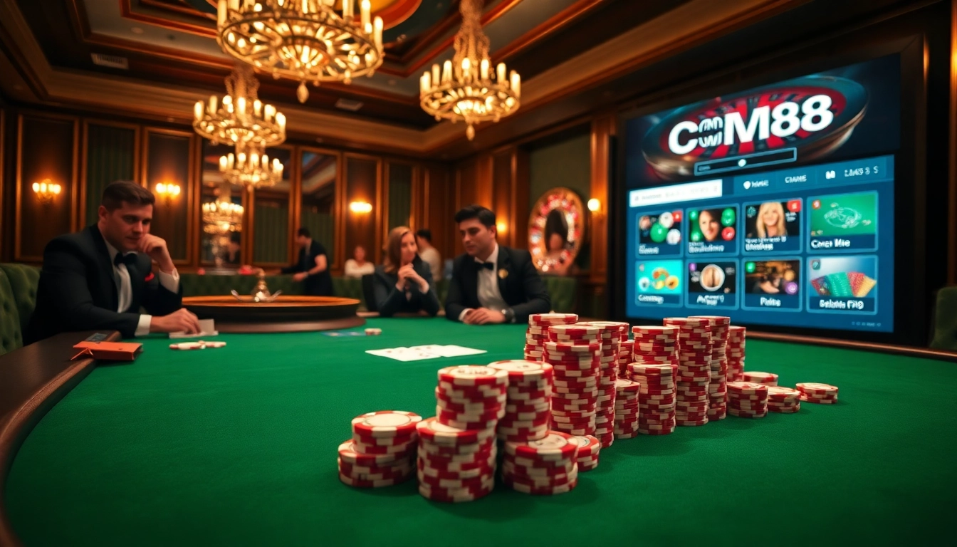 Experience high-stakes gaming at cm88 with vibrant poker and roulette action.