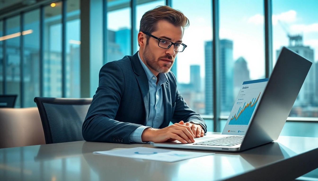 Analyze competitive intelligence FAQs with a professional business analyst at a modern desk.