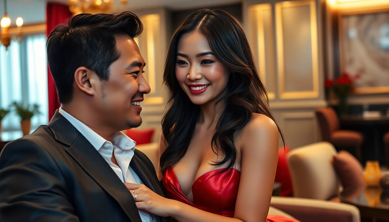 Singapore escort engaging in a luxurious, inviting lounge atmosphere, reflecting premium service and professionalism.
