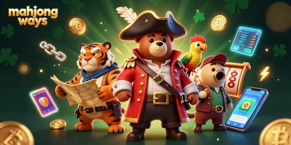Experience the excitement of mahjong ways with vibrant characters amid dazzling slot reels and neon crypto coins!