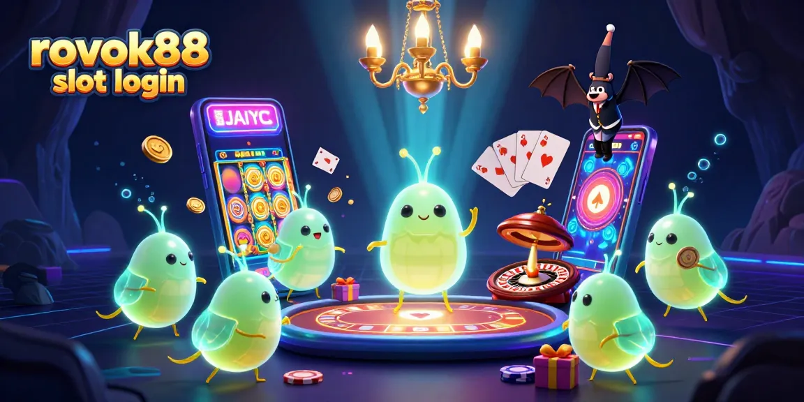 Engage with rokok88 slot login through a vibrant 3D scene of animated glowworms lighting a cave casino.