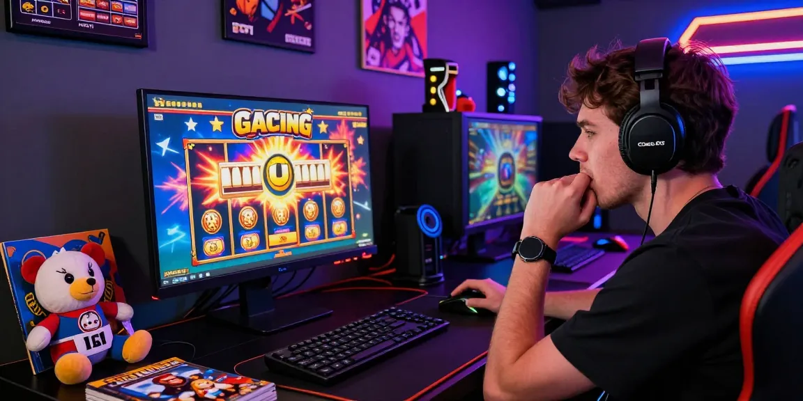 Player experiencing a thrilling slot gacor game win in a vibrant gaming setup