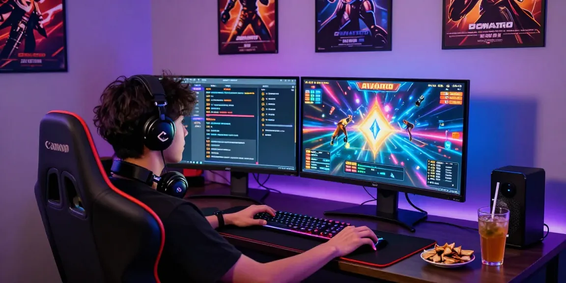 Engaging gaming scene with a player focused on Aviator Pro crash game, vibrant atmosphere, modern setup.