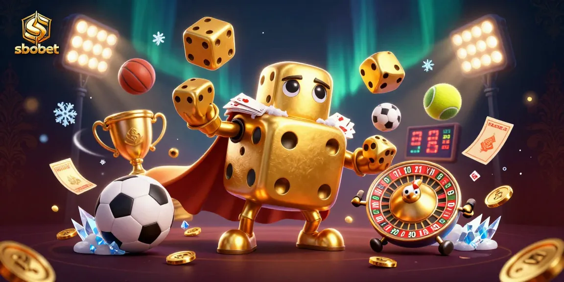 Experience sbobet through a dynamic illustration showcasing a lively casino scene with energy and motion.