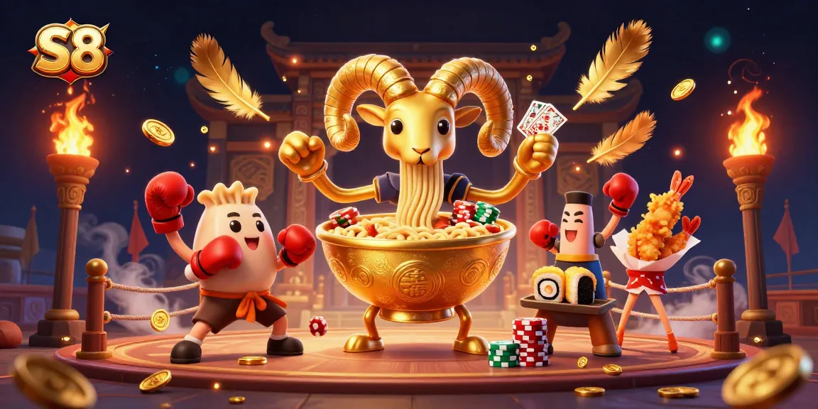 S8 players engage with a dynamic cartoon casino scene featuring animated elements like cards, chips, and gold coins.