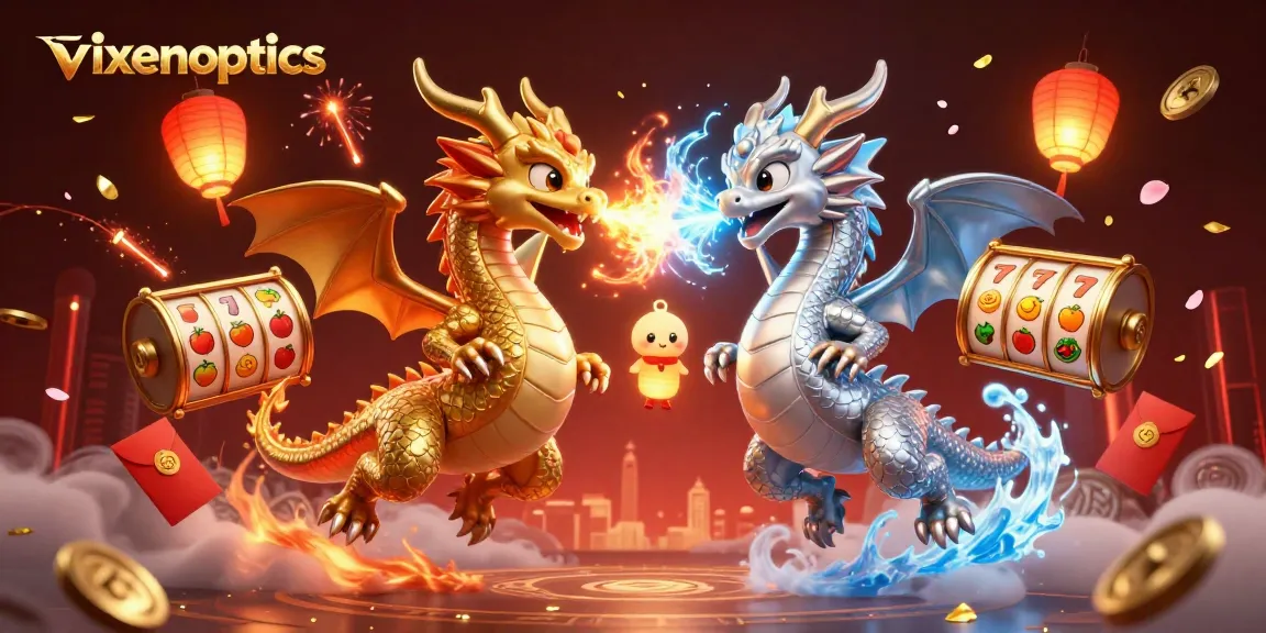 Experience thrilling gameplay at vixenoptics with our 3D illustration of dragons and casino elements.