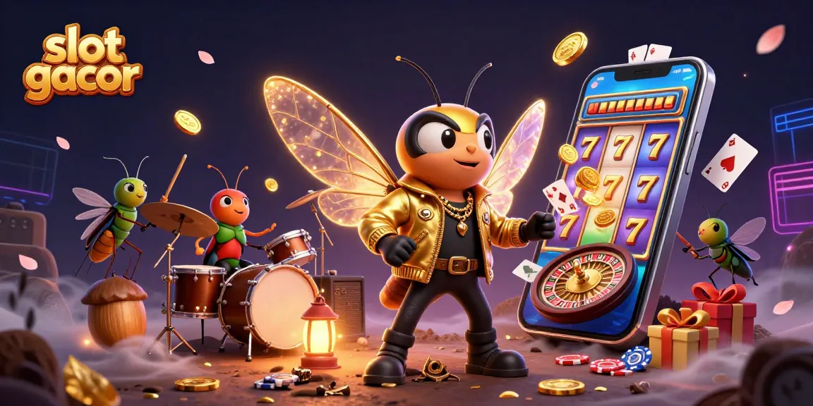 Engage with slot gacor excitement in this vibrant 3D illustration featuring lively casino characters.